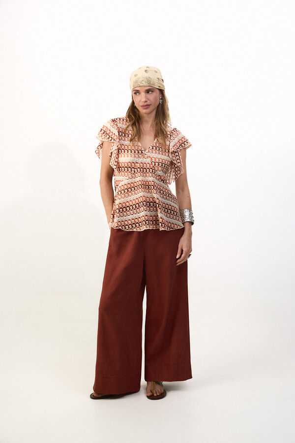 Slowlove Top estructura multicolor Marfil