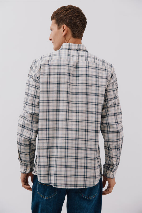 Cortefiel Camisa cuadros Tencel Marfil