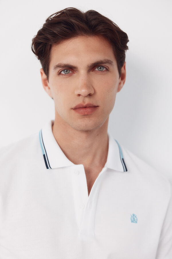 Cortefiel Polo con tips Blanco