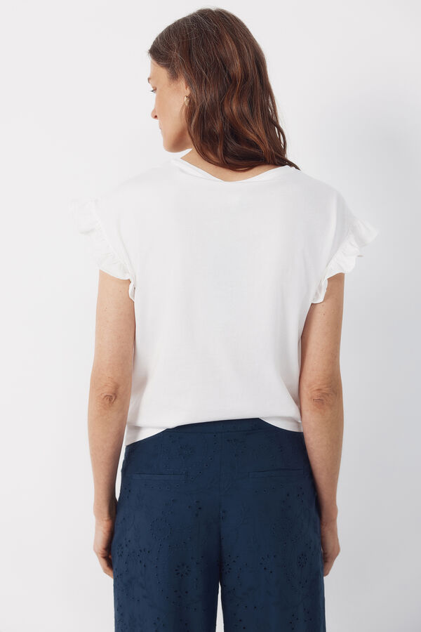 Cortefiel Playera b&aacute;sica con volante Blanco