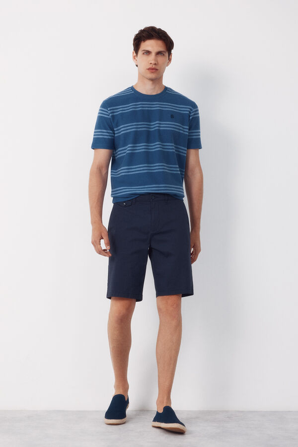 Cortefiel Bermuda chino estampada Azul marino