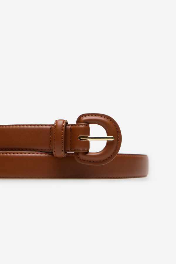 Cortefiel Covered buckle belt Marr&oacute;n
