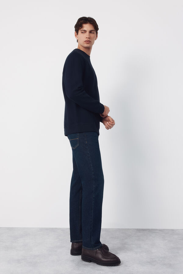 Cortefiel Sudadera estructura cuello caja Azul marino