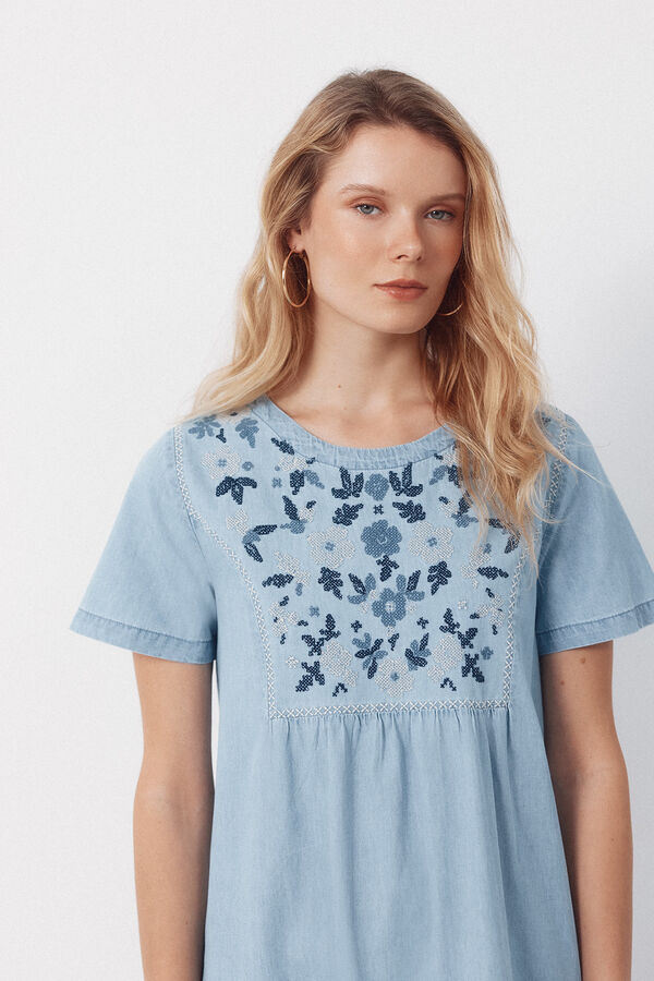 Cortefiel Vestido con bordados Azul oscuro