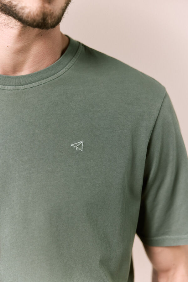 OOTO Camiseta b&aacute;sica lavada Kaki