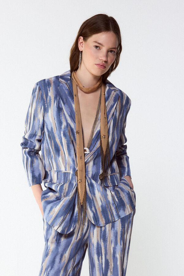 Slowlove Chamarra blazer estampada Estampado azul