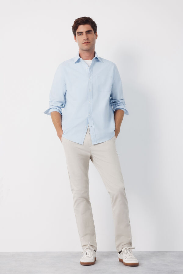 Cortefiel Camisa oxford lisa Azul