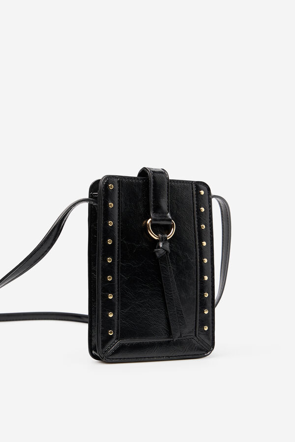 Cortefiel Portacelular con tachuelas Negro