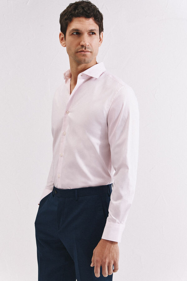 Cortefiel Camisa vestir lisa f&aacute;cil plancha Rosa