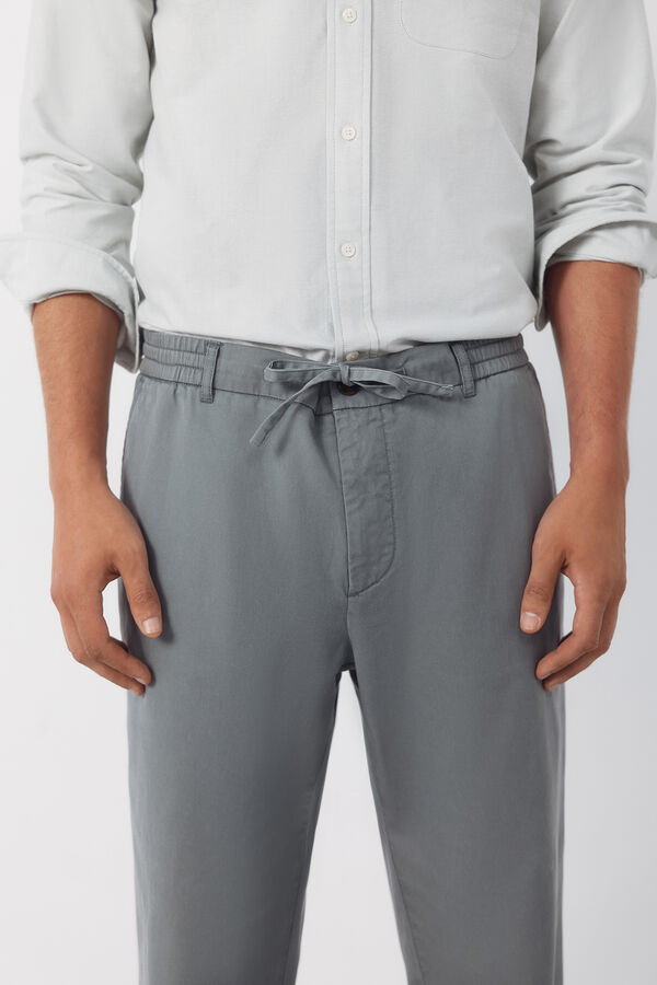 Cortefiel Pantal&oacute;n chino algod&oacute;n tencel tapered Gris