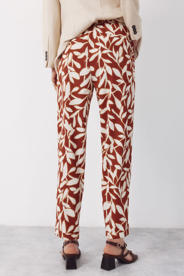 Cortefiel Pantal&oacute;n fluido con textura Estampado marr&oacute;n