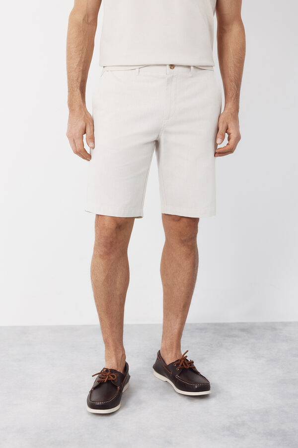 Cortefiel Bermuda tejido oxford Beige