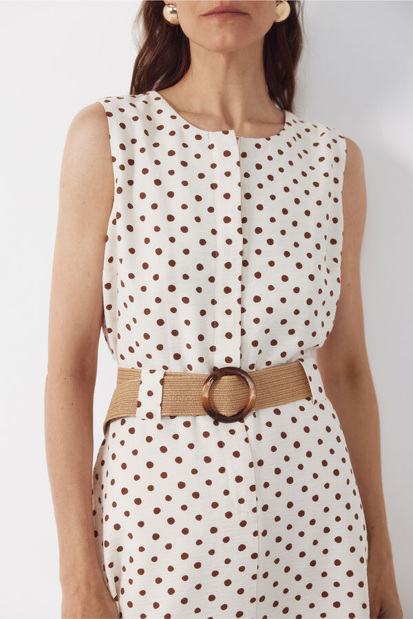 Cortefiel Vestido con vuelo Estampado blanco