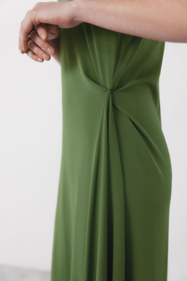 Cortefiel Vestido con nudo lateral Verde