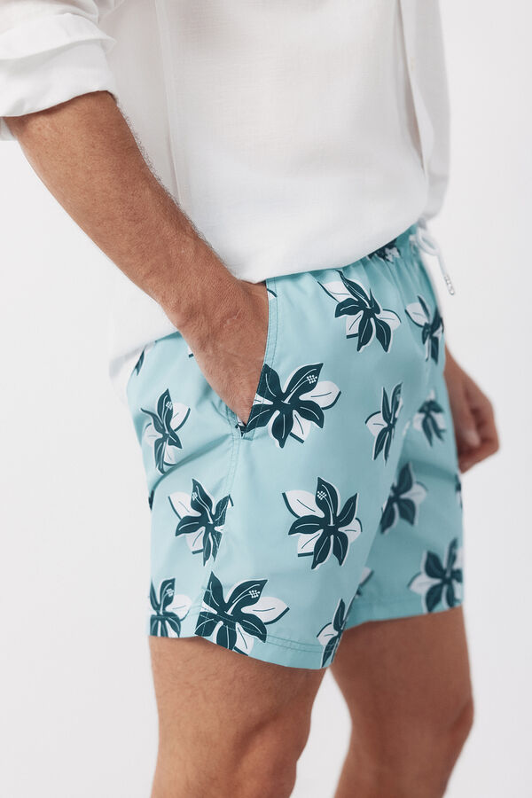 Cortefiel Ba&ntilde;ador estampado flores grandes Azul