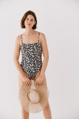 Cortefiel Traje de ba&ntilde;o escote cuadrado animal print Estampado blanco