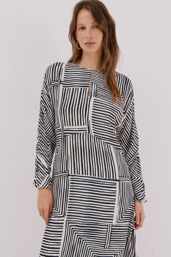 Cortefiel Vestido midi estampado Estampado blanco