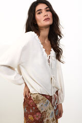 Slowlove Blusa con lazos Blanco