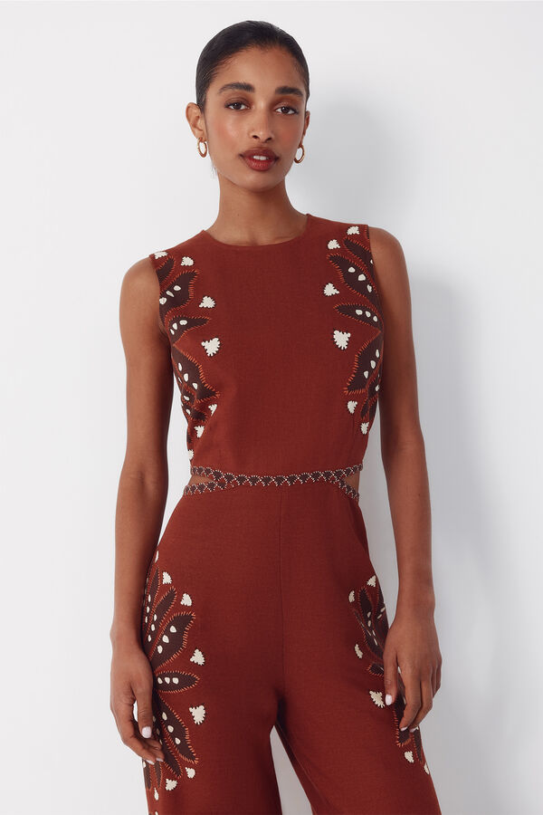 Cortefiel Jumpsuit estampado Granate