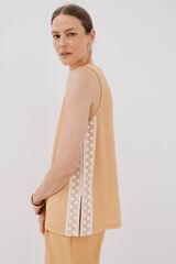 Cortefiel Top con detalle de puntilla de crochet lateral Arena