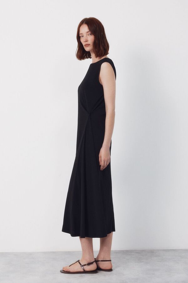 Cortefiel Vestido con nudo lateral Negro