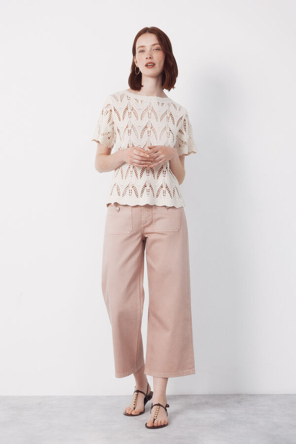 Cortefiel Top de crochet Blanco