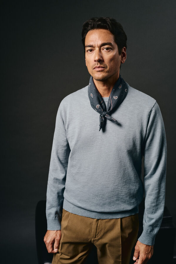 OOTO Jersey cuello redondo algod&oacute;n Azul