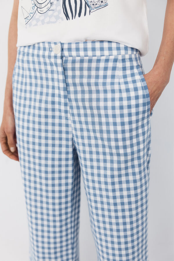 Cortefiel Pantal&oacute;n de estampado vichy Estampado azul