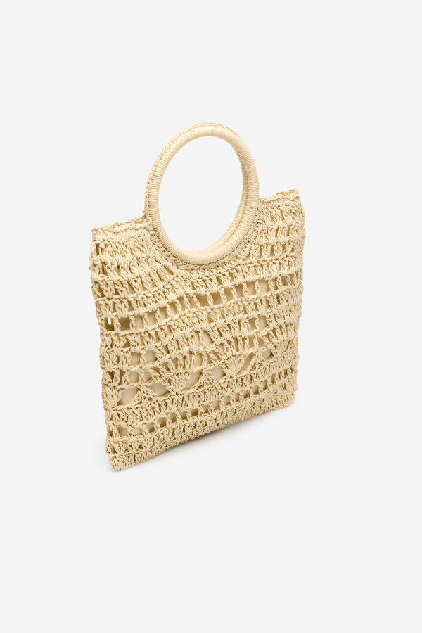 Cortefiel Bolsa de rafia trenzada Arena