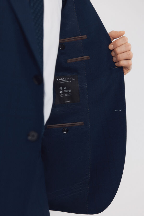 Cortefiel Americana traje dynamic cuadro azul Azul oscuro