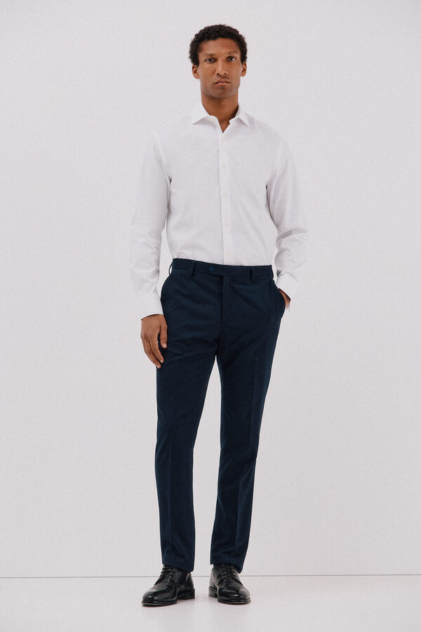 Cortefiel Camisa de vestir de rayas de algod&oacute;n tencel Blanco