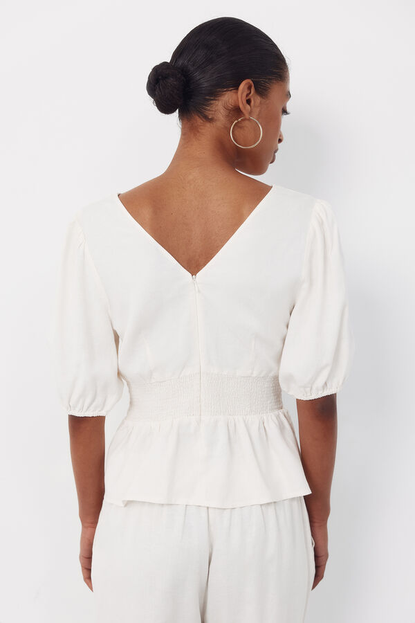 Cortefiel Blusa de pico blanca Marfil