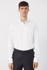 Cortefiel Camisa vestir lisa f&aacute;cil plancha Blanco