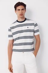 Cortefiel Camiseta de rayas estructura Blanco