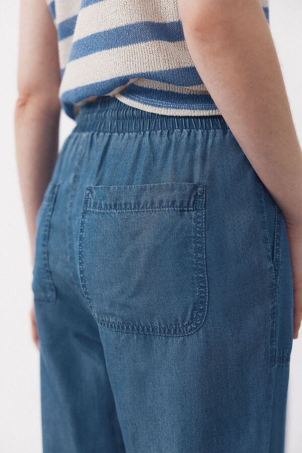 Cortefiel Pantalones fluidos de tencel Azul