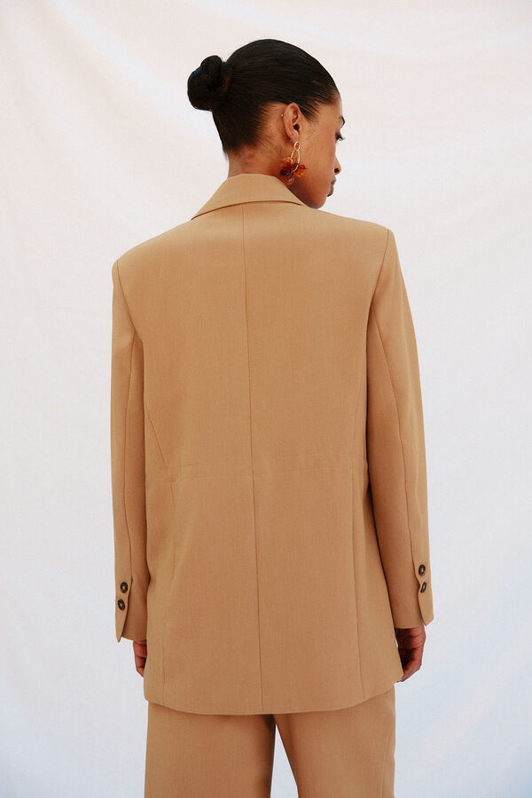 Cortefiel Blazer de cuello solapa Beige