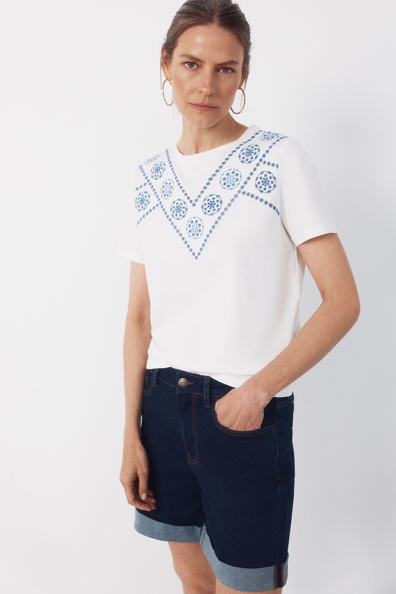 Cortefiel Playera con bordado posicional
