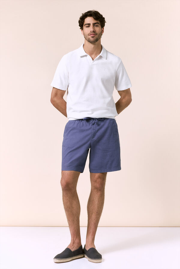 OOTO Bermuda de lino con cordones Azul