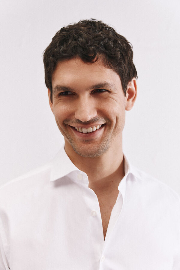 Cortefiel Camisa vestir lisa f&aacute;cil plancha Blanco