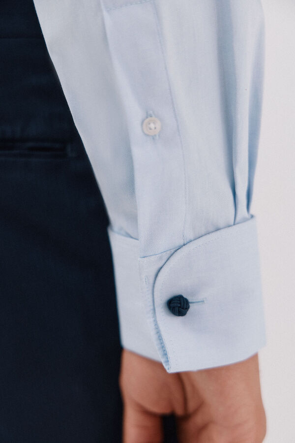 Cortefiel Camisa lisa de gemelos f&aacute;cil plancha Azul