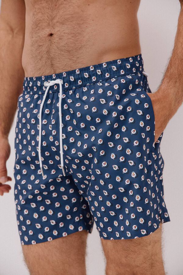 Cortefiel Ba&ntilde;ador estampado flotadores Azul marino