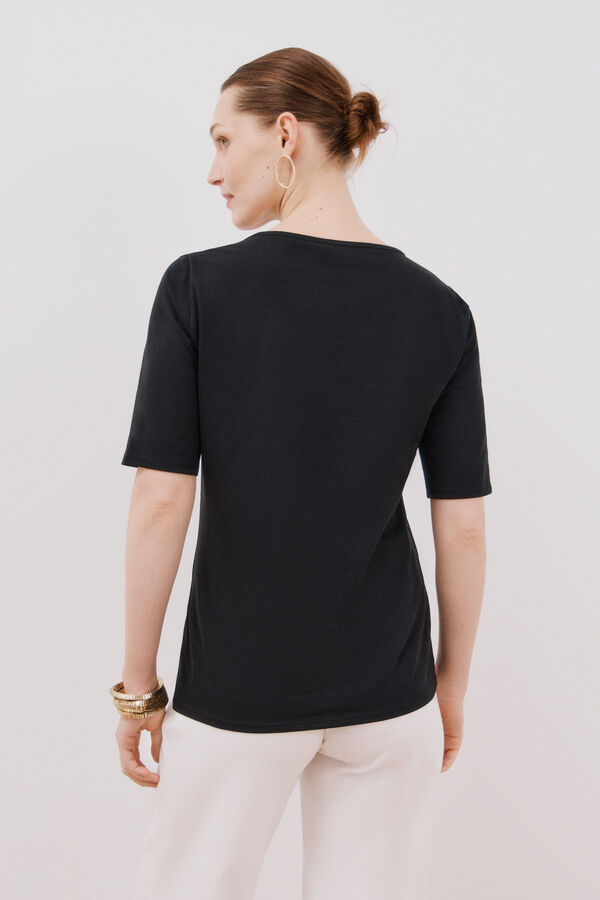 Cortefiel Playera b&aacute;sica escote barco Negro