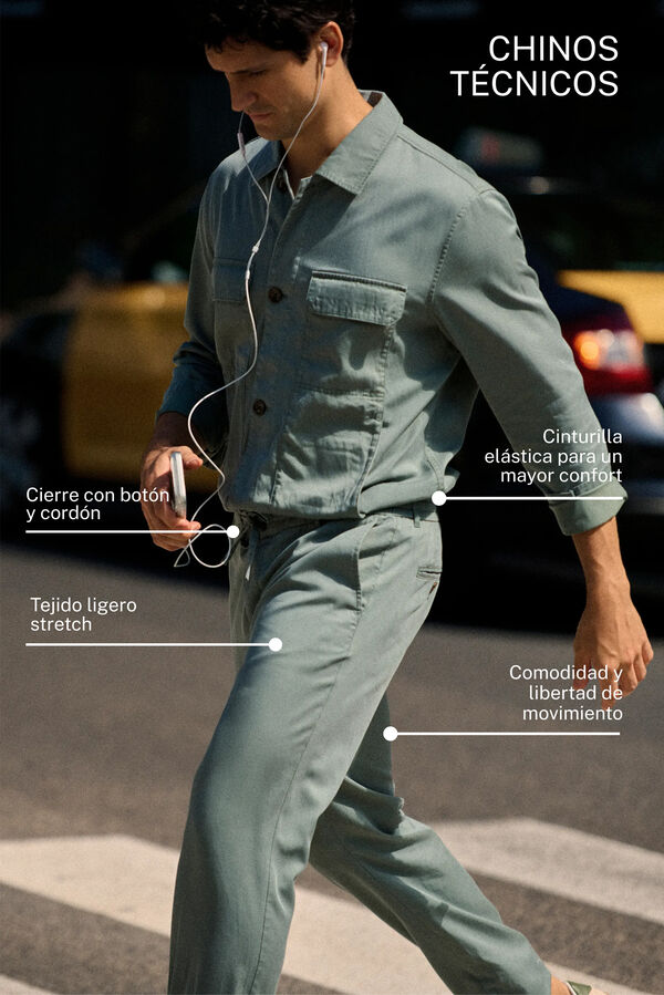 Cortefiel Pantal&oacute;n chino t&eacute;cnico slim Kaki