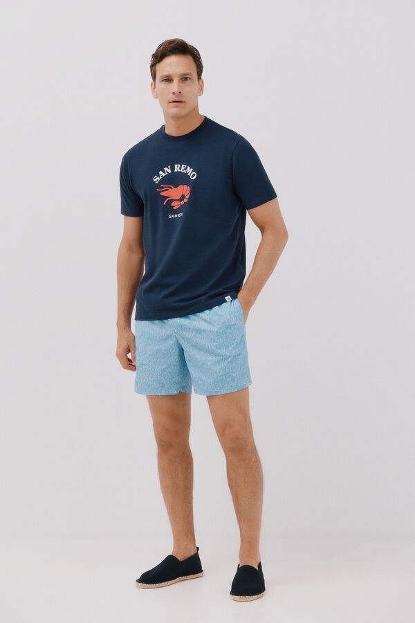 Cortefiel Ba&ntilde;ador estampado algas Azul marino