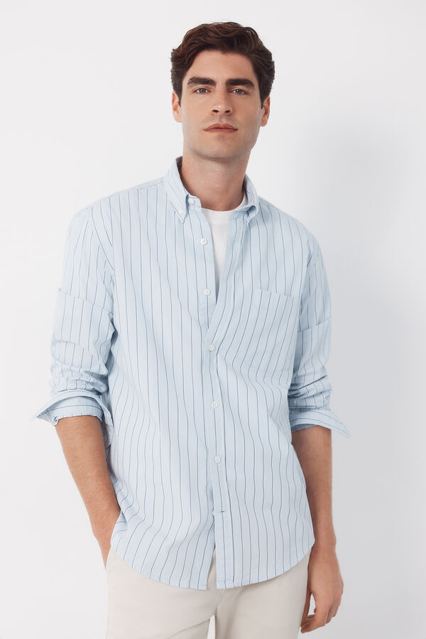 Cortefiel Camisa popel&iacute;n rayas Azul