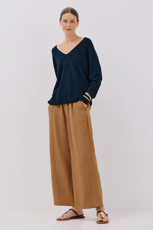 Cortefiel Su&eacute;ter escote en pico Azul marino