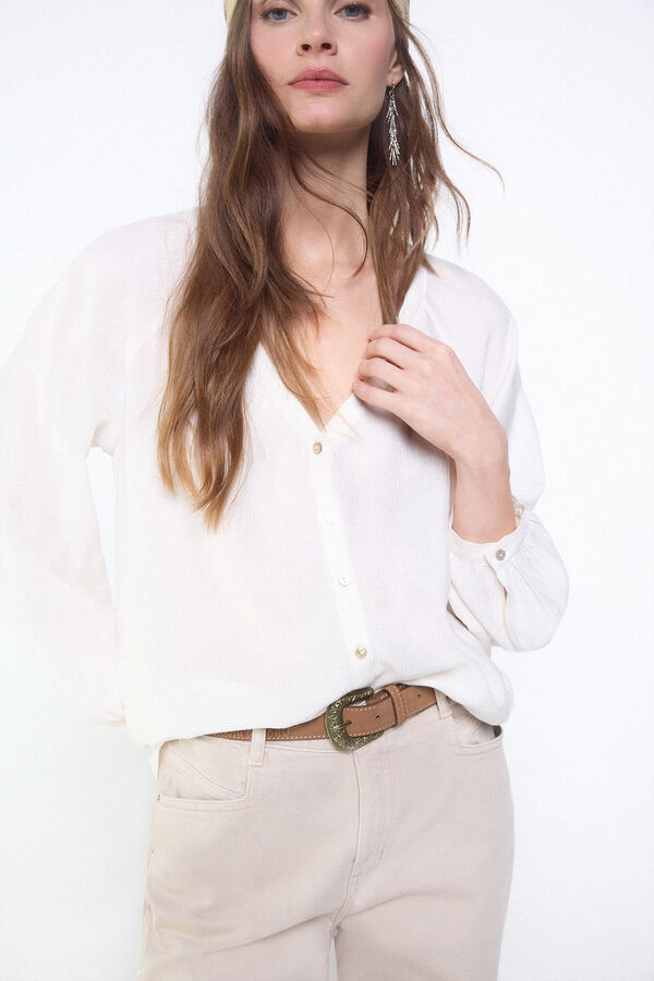 Slowlove Blusa fluida plisada Blanco