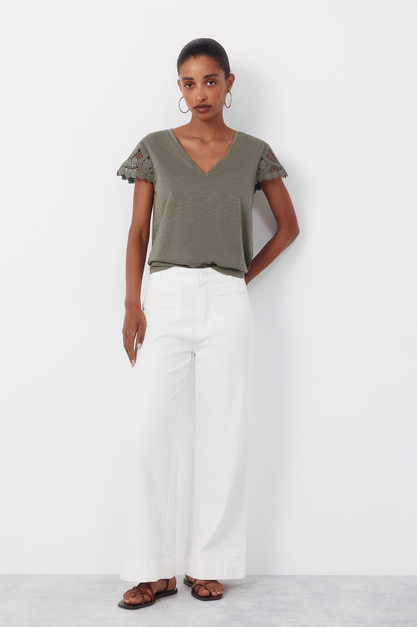 Cortefiel Playera manga crochet