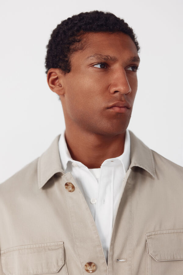 Cortefiel Sobrecamisa lisaTencel Beige