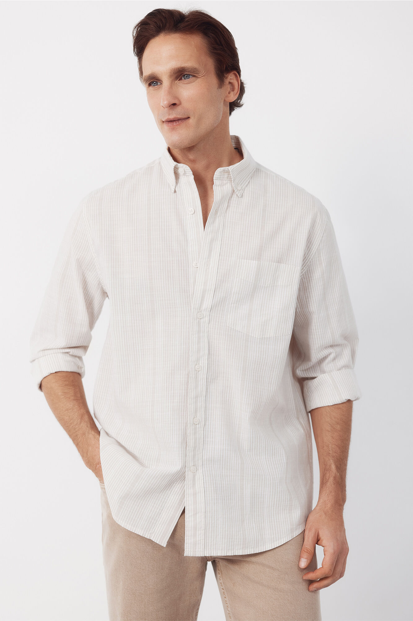Cortefiel Camisa rayas algod&oacute;n slub